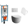 Комплект подвесной безободковый унитаз VITRA SENTO RIM-EX, система инсталляции VITRA V12, кнопка SIRIYUS матовый хром, тонкое сиденье микролифт 9830B003-7207